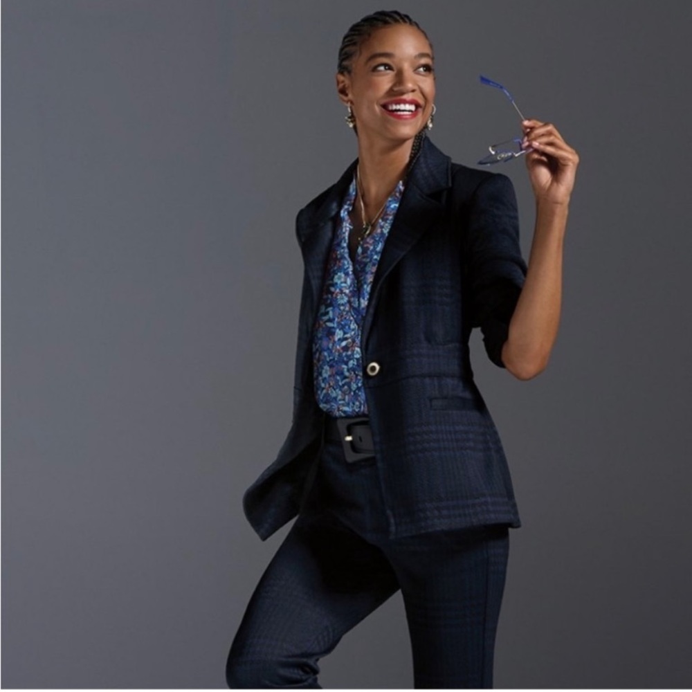 Cabi Fall 2022 Checkout Blazer #4296 Size XXL Navy Black Check